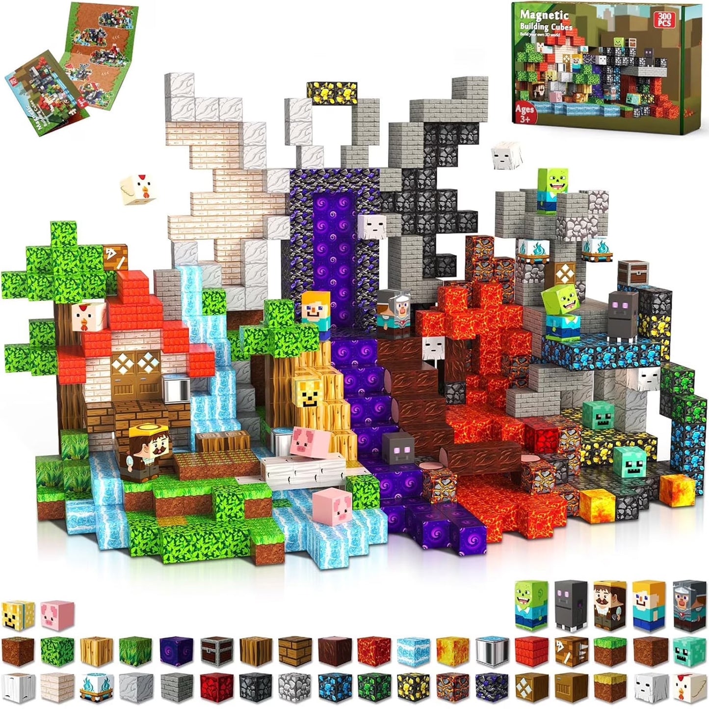 Annexfun 300Pcs 0.8in Magnetic Blocks - Magnet Toys for Kids, Boys and Girls, Magnetic Building Blocks Cubes, Stacking Magnets for Kids, Birthday Gifts for Boys and Girls Age 3+ Years Old