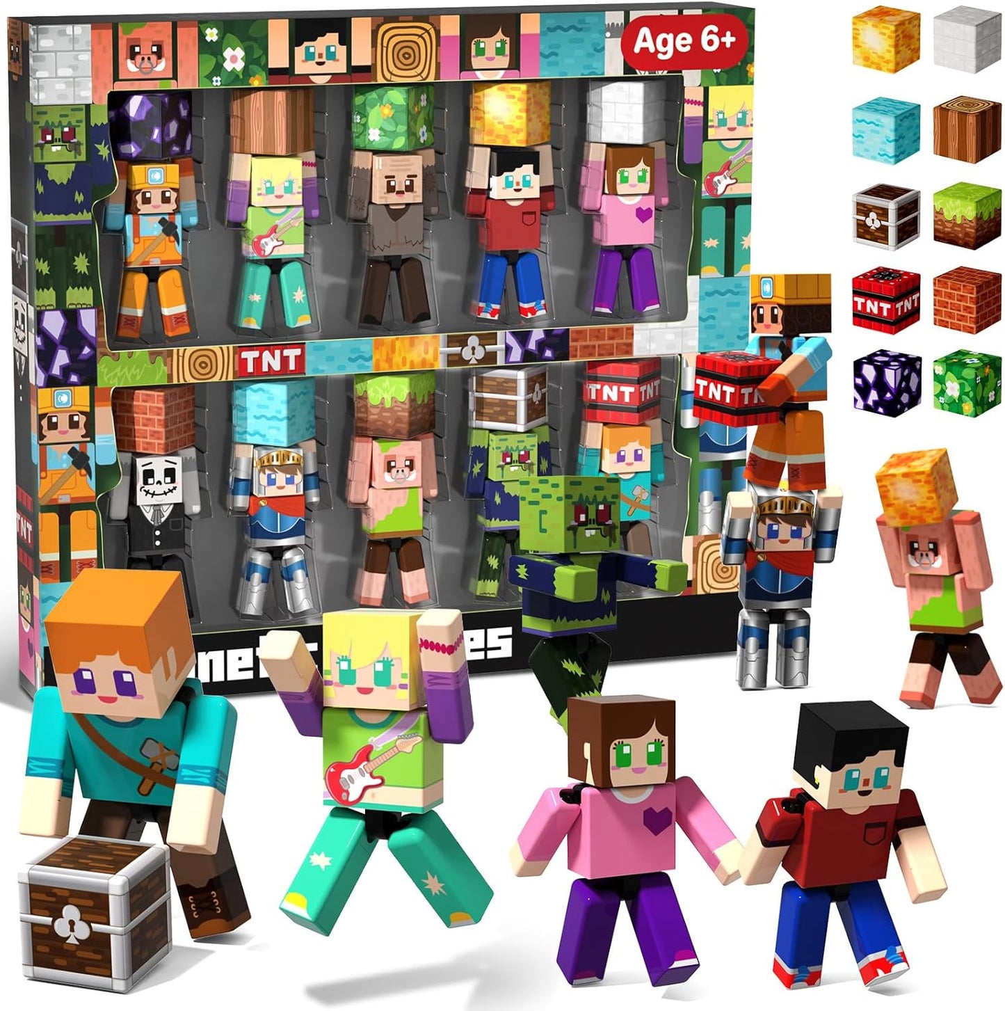 Annexfun 20 Pcs Magnetic Action Figures Playset - Magnetic Building Blocks, Magnet Cubes and Rotatable Figures Character Toys for Kids, STEM Toys, Christmas Birthday Gift for 3+ Year Old Boys Girls