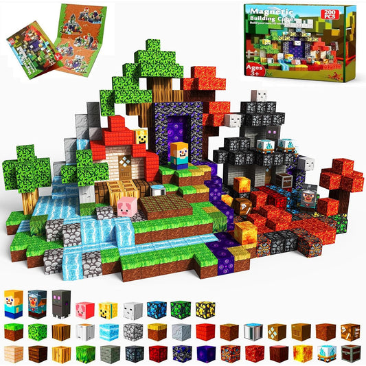 Annexfun 200 PCS Magnetic Blocks - Magnet Toys for Kids, Boys and Girls, Magnetic Building Blocks Cubes, Stacking Magnets for Kids, Easter Birthday Gifts for Boys and Girls Age 3+ Years Old