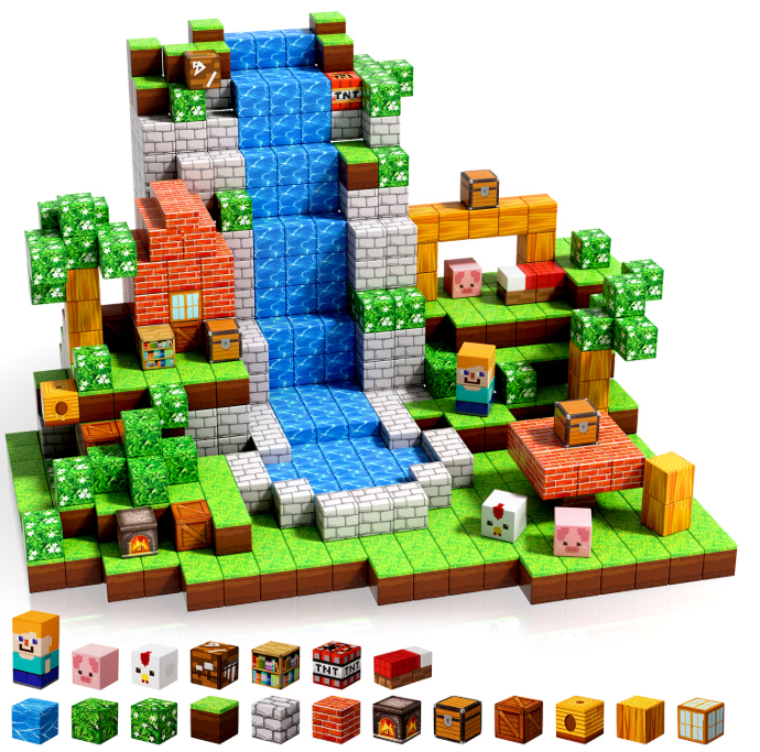 Magnetic Blocks 100PCS - Magnetic Building Cube Game, Construction Toys for Boys & Girls Age 3-4, 5 6 7 8 9 10, STEM Montessori Stacking Toy for Toddlers & Kids Christmas Birthday