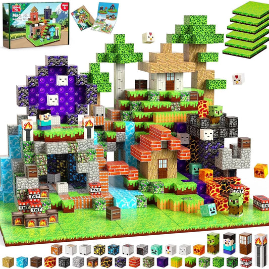 Annexfun 150Pcs Magnetic Blocks - Magnetic Building Block with 6 Baseplate, Stacking Magnets for Kids, Sensory Toy for Toddlers STEM Learning, Birthday Gifts for 3+ Years Old Boys Girls