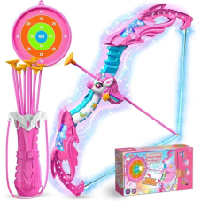 Goodyking Unicorn Bow and Arrow Toy for Girls Ages 3-5, LED Light-Up Archery Set with 10 Suction Cup Arrows, Target, Quiver, Indoor Outdoor Toy for Kids 5-12