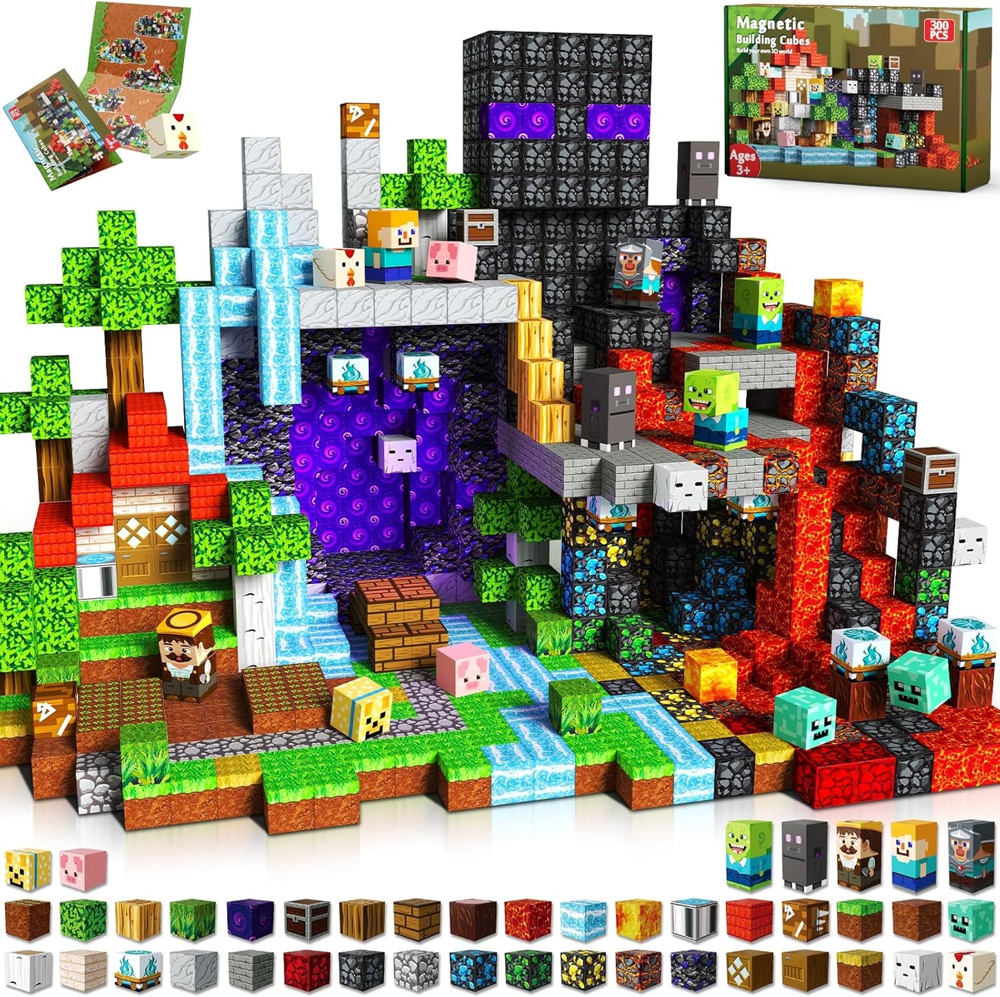 Annexfun 300Pcs 0.8in Magnetic Blocks - Magnet Toys for Kids, Boys and Girls, Magnetic Building Blocks Cubes, Stacking Magnets for Kids, Birthday Gifts for Boys and Girls Age 3+ Years Old