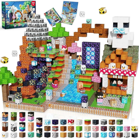 Annexfun Magnetic Blocks - 150PCS Magnetic Building Blocks Cubes Adventurer, Toy Building Set for Kids, Magnets Stacking Construction Birthday Gifts for Boys Girls Age 4-8, 8-1